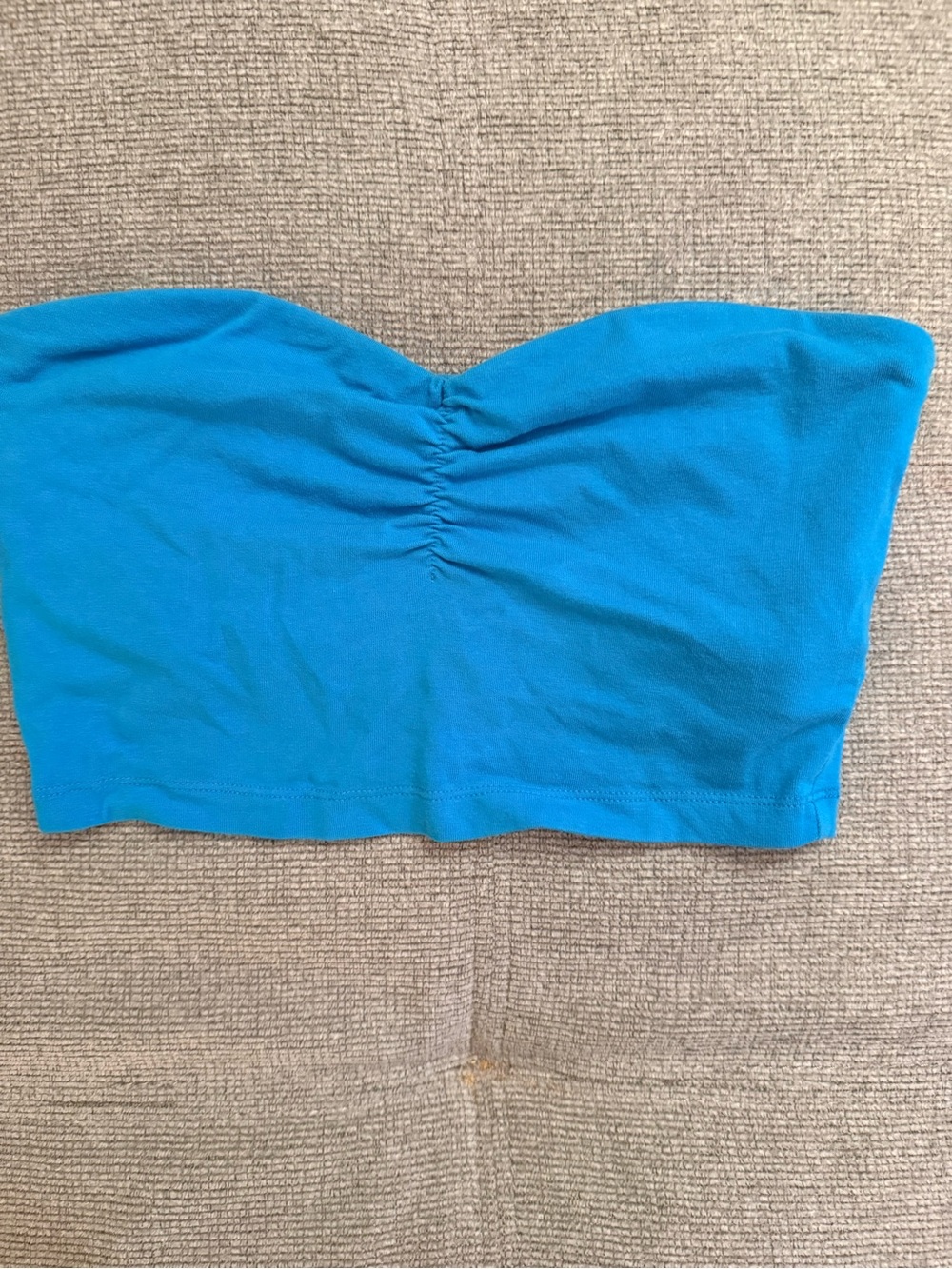 Express Turquoise Strapless Ruched Bandeau Crop Top